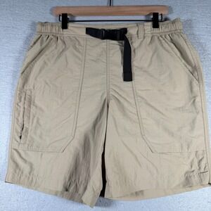 Eddie Bauer Mens Tan Nylon Hiking Cargo Shorts Belted Mesh Lined‎ Size L 34x8